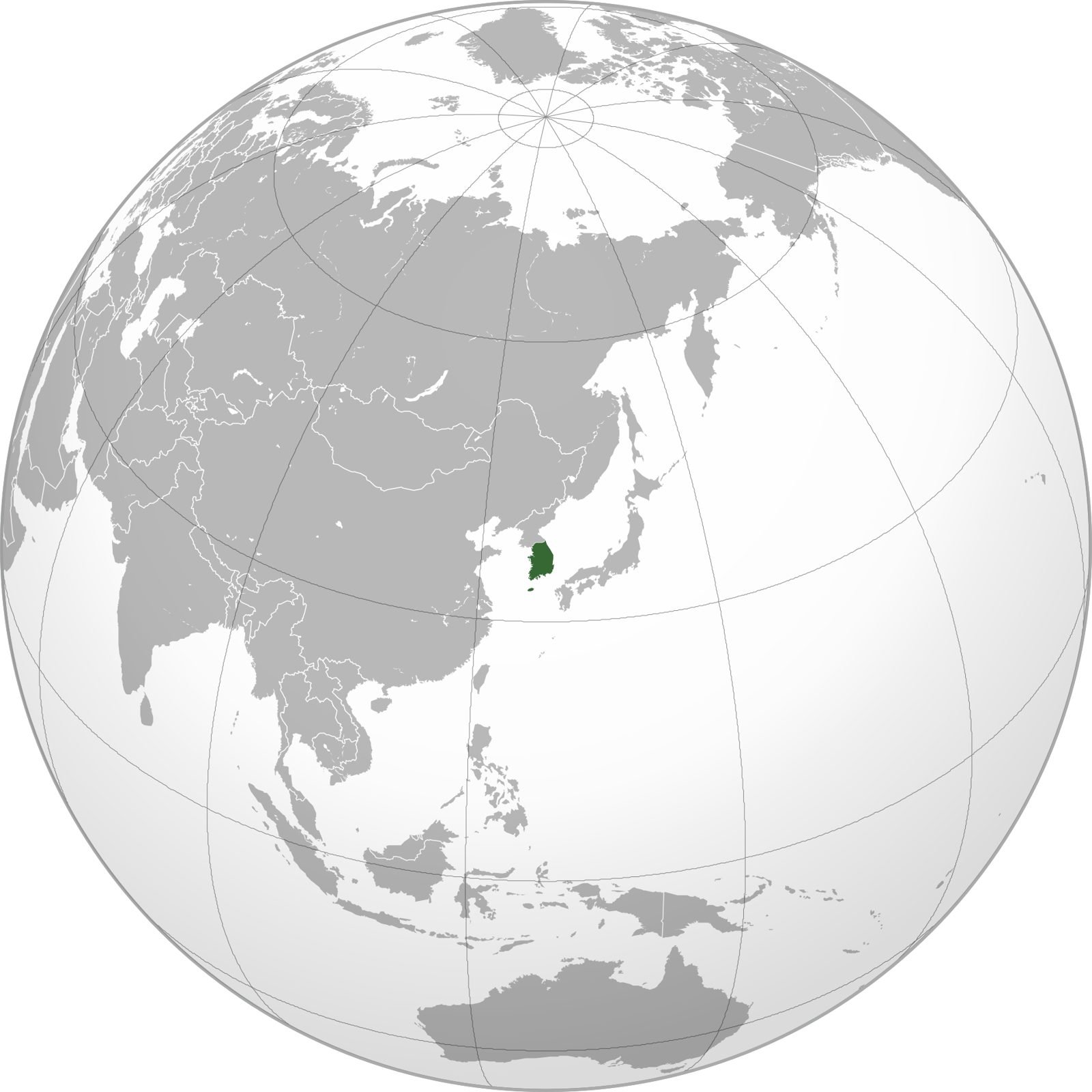 Map showing the location of South Korea in East Asia